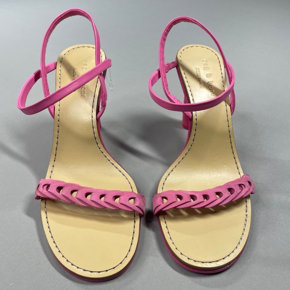 NEW Rag & Bone Shoes Womens 10 40 pink leather block heels designer cocktail - Picture 3 of 13